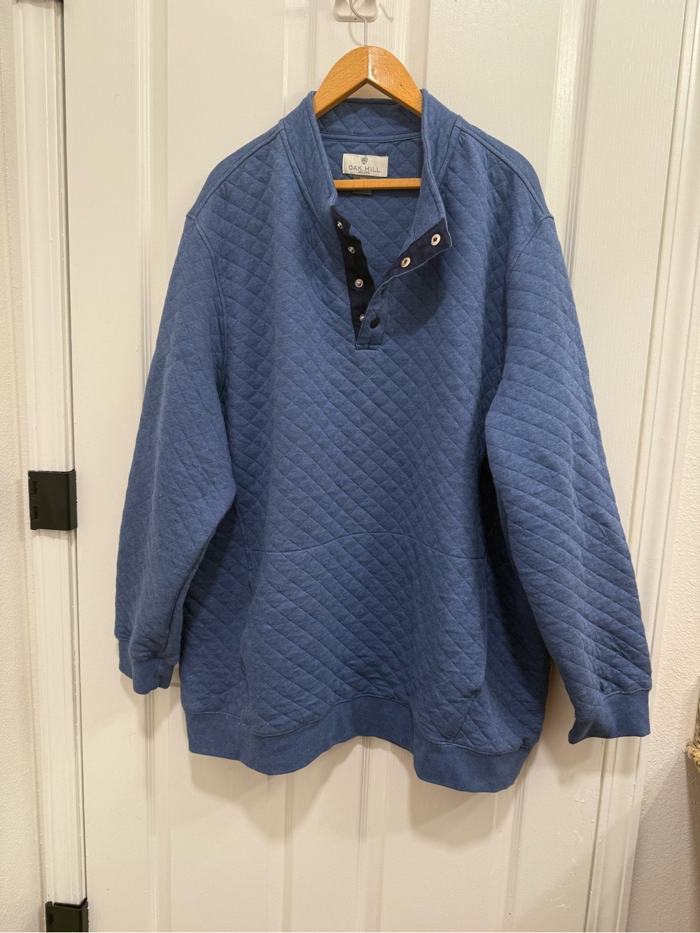 Quilted Crewneck Pullover Sweater - Blue oak hill 3XL